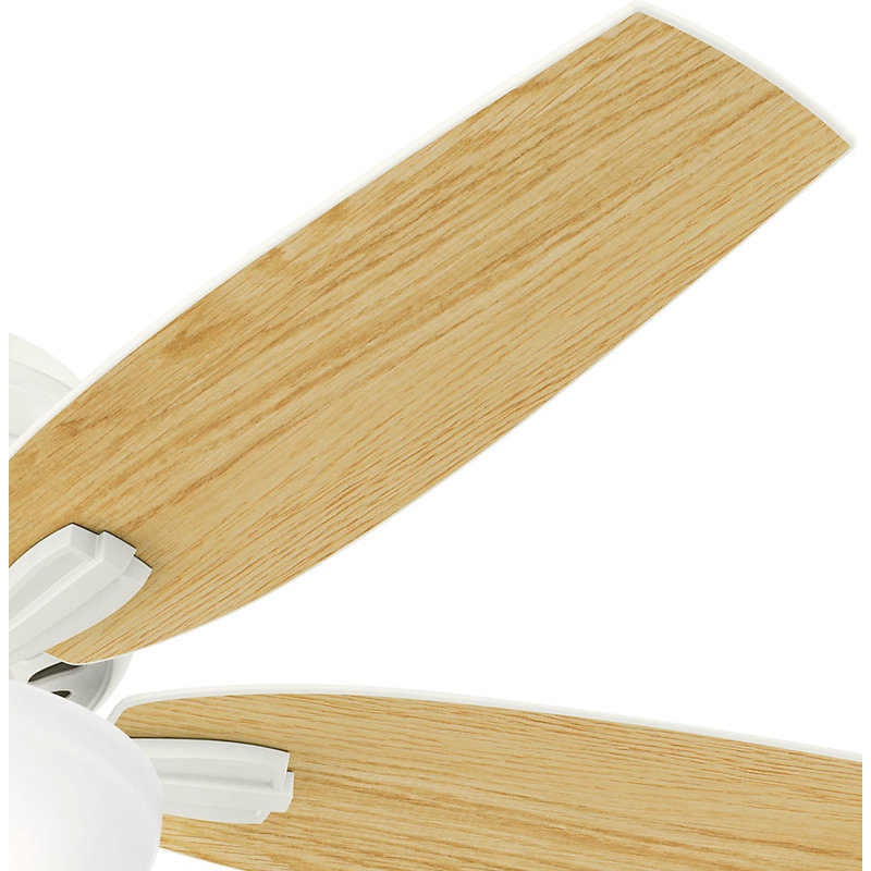 52" White Low Profile Ceiling Fan with LED Light
