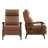 Genuine Top Grain Leather Push Back Recliner, Solid Walnut Wood Arm Mid-Century Modern High Back Manual Recliner, 3 Position Adjustable Lounge Chair for Small Space Living Room, Bedroom & Reading Nook(Set of 2)-729477517