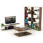 Grande bibliothèque en bois à 6 tablettes de style industriel noyer / jaune pour bureau-120649840
