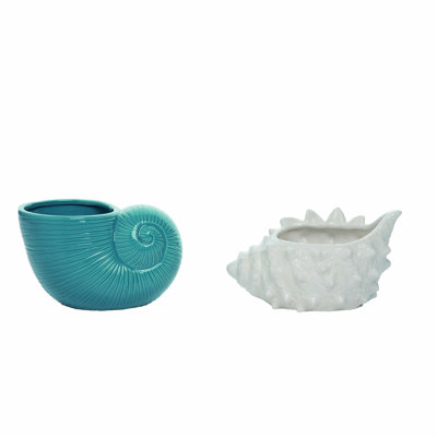 Ceramic Sea Shell Succulent Planter Set of 2 Spring Home Decorations