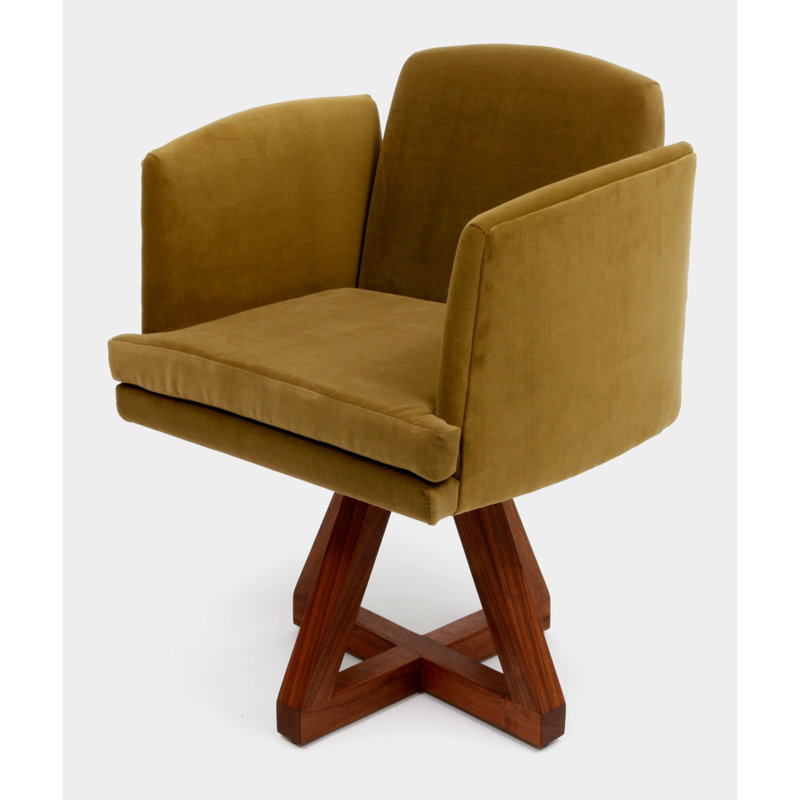 Allison 18'' H Velvet Upholstered Walnut Armchair, Bramble