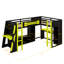 Lit mezzanine simple en forme de L avec lumières DEL RVB et ports USB, lit mezzanine double solide avec meuble télé et tablettes de rangement-1766252009