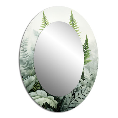 Minimal Ferns Emerald Reverie II - Traditional Oval Wall Mirror