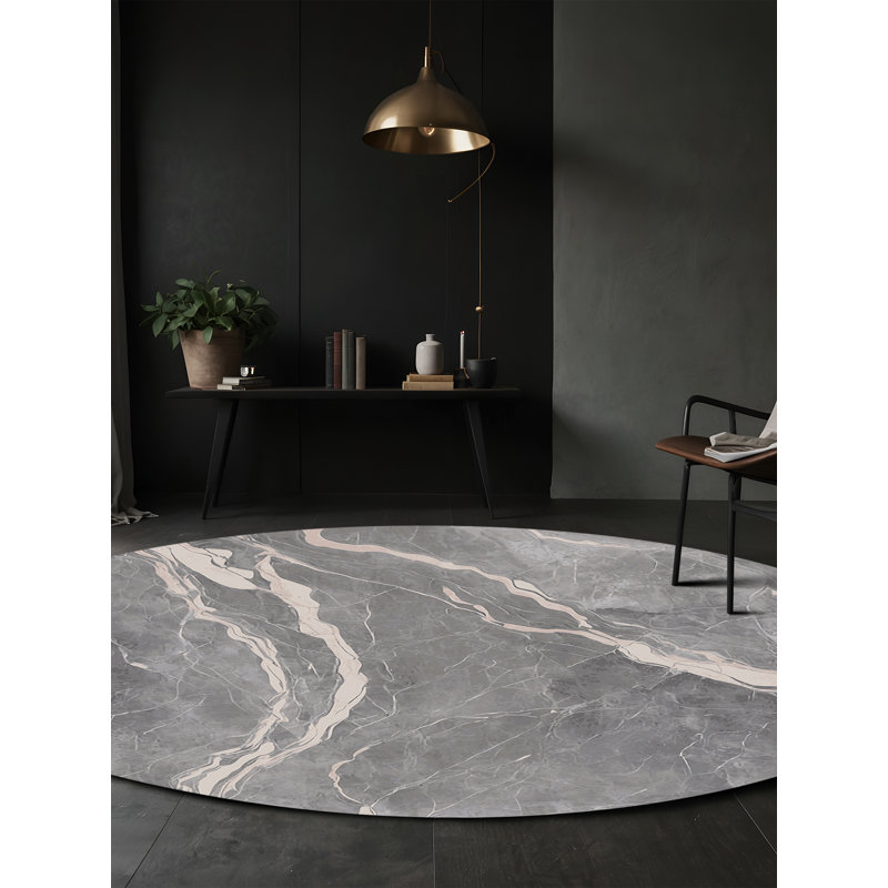 Machine Washable Beige Area Rug, Round 8'