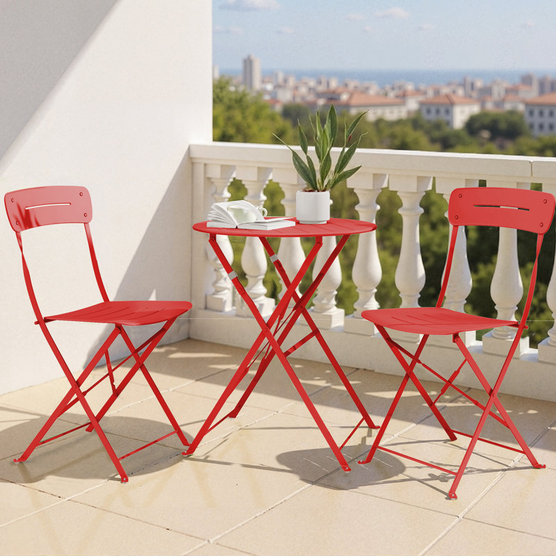 Ensemble repas pour patio pliable 2 personnes Shelah, Rouge
