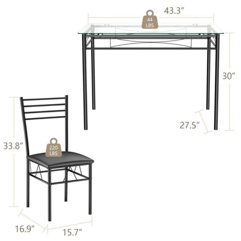 Abriannah 4 - Person Glass Top Four Leg Dining Set
