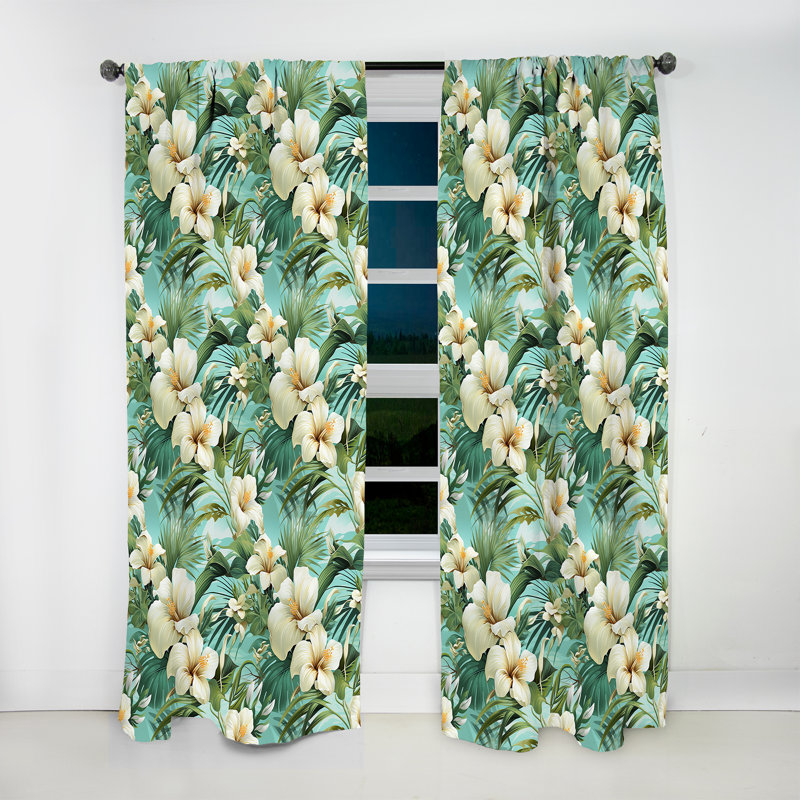 Seafoam Serenity - motif tropical I - rideau en velours tropical - obscurcissant - 1 panneau, L 52 po x L 108 po