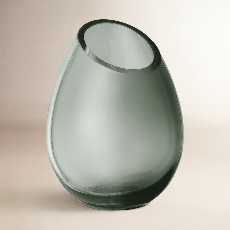 Drop Glass Table Vase, 6.57" H x 4.92" W x 4.92" D, Smoke