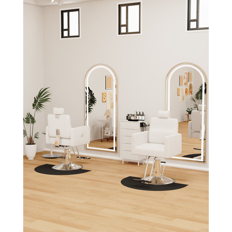 Fauteuil de massage inclinable en similicuir et fauteuil de coiffeur pour coiffeur rose, White