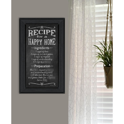 Prêt à créer une atmosphère chaleureuse avec «Recipe for Happy Home», reproduction encadrée, papier multicolore, 12 po x 21 po x 1 po, cadre noir, impression sur papier, cadre, embellissez votre maison