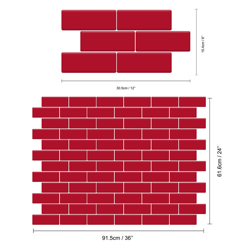 Peel & Stick Subway Tile, Cherry Red