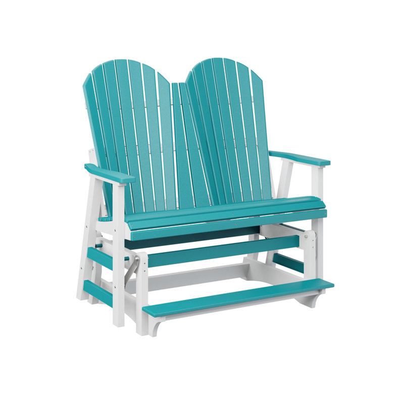 Comfo Back Outdoor Glider, Aruba Blue/White