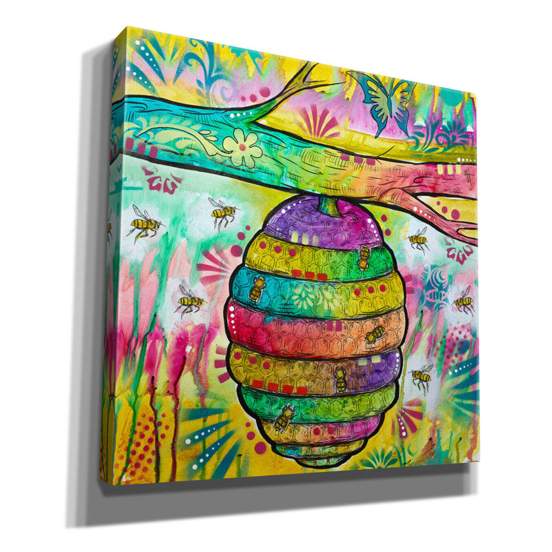 «Beehive» par Dean Russo, art mural sur toile, H 12 po x l 12 po x P 0,75 po
