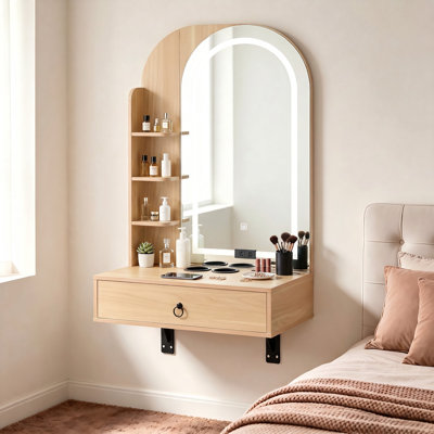 Glass Vanity with Mirror and Storage