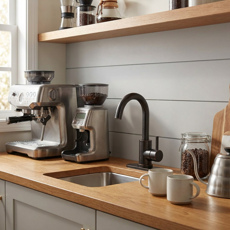 Single Handle Stainless Steel Bar Kitchen Faucet With Swivel Spout And Deckplate, Oil Rubbed Bronze