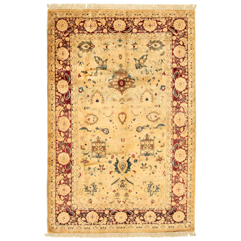 One-of-a-Kind Rectangle 6' X 9' New Age Wool Area Rug in Dark Blue/Dark Red/Ivory