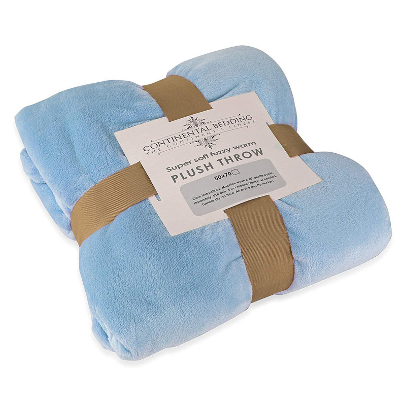  Jeté en polyester de luxe, Bleu, L 50 po x L 70 po