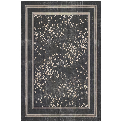 Tapis Bellamy moderne à motif mosaïque mouchetée abstraite gris et noir, lavable à la machine, antidérapant, à poils courts, pour intérieur et extérieur, adapté aux animaux domestiques, idéal pour le salon, la chambre, la salle à manger, l'entrée, le corridor ou le bureau.