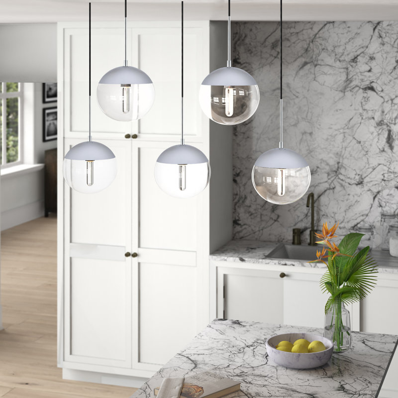 Yearby 5 - Light Kitchen Island Pendant, Chrome, Clear