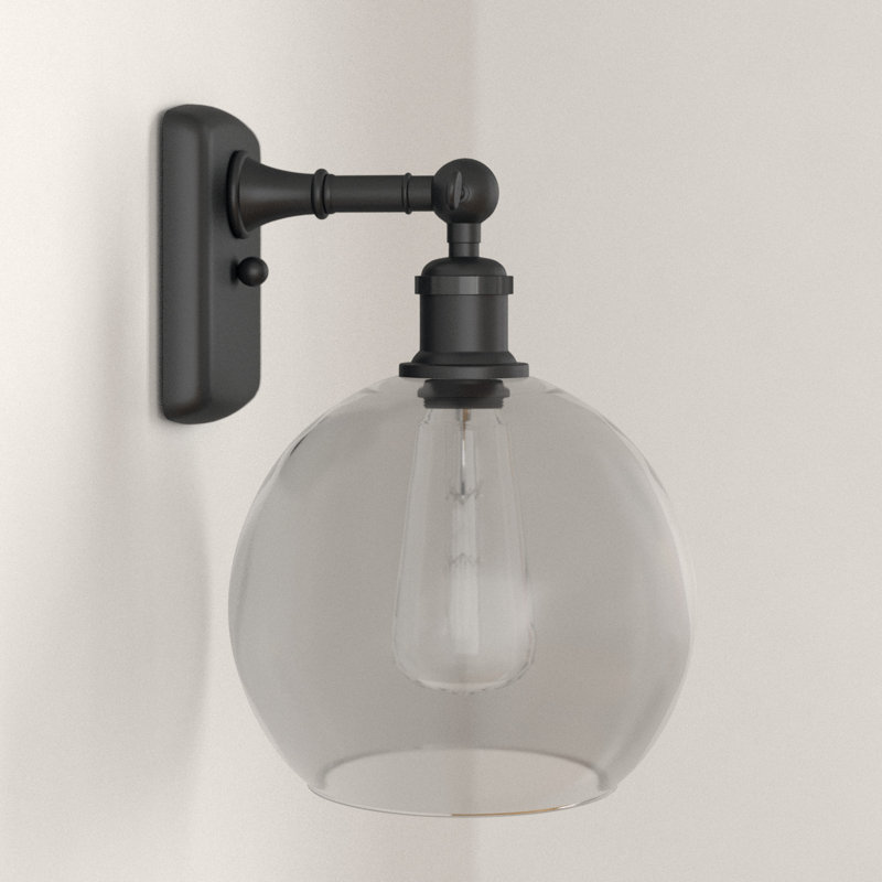 Baptista Armed Sconce, Matte Black, Clear, LED