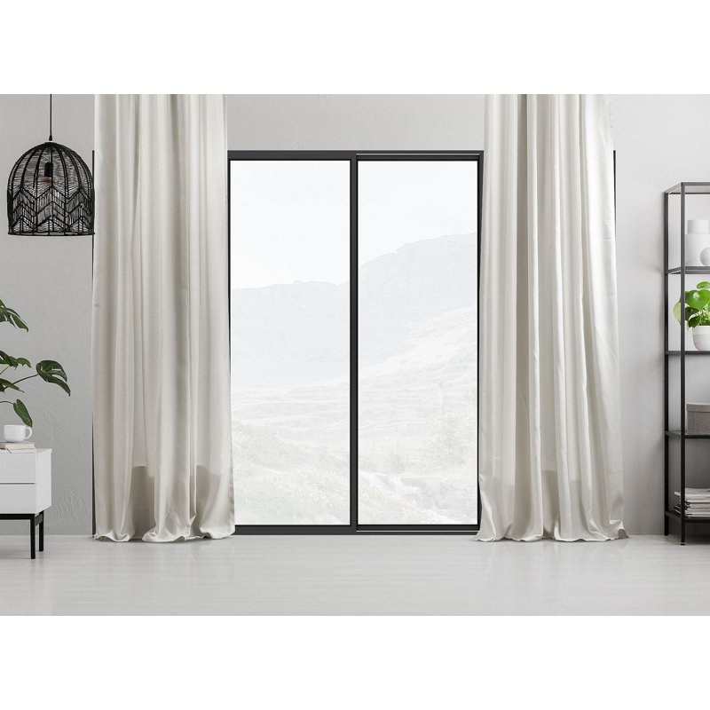 100% Blackout Textured Extra Long & Extra Wide Decorative Curtain - Single Panel, 130cm Width x 350cm Drop, Ecru