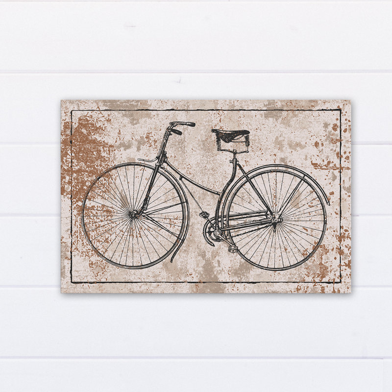 « black rétro bike on obturateur beige », impression sur toile