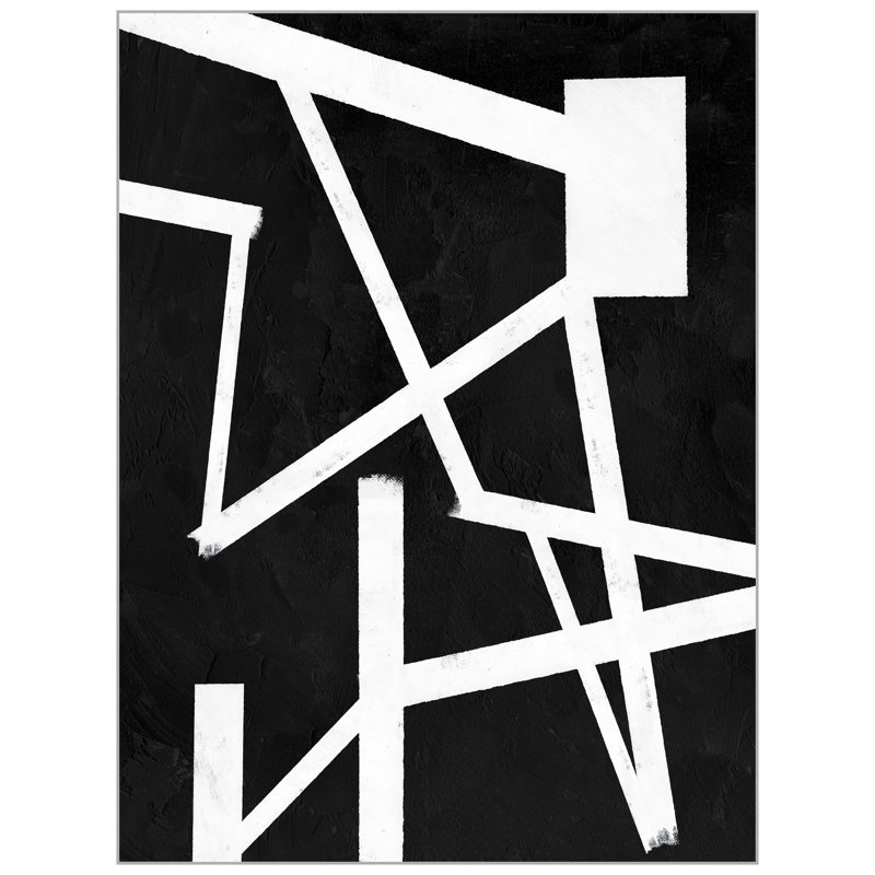 «Sharp Edges Black 1» par Christopher Kennedy - peinture à cadre flottant sur toile