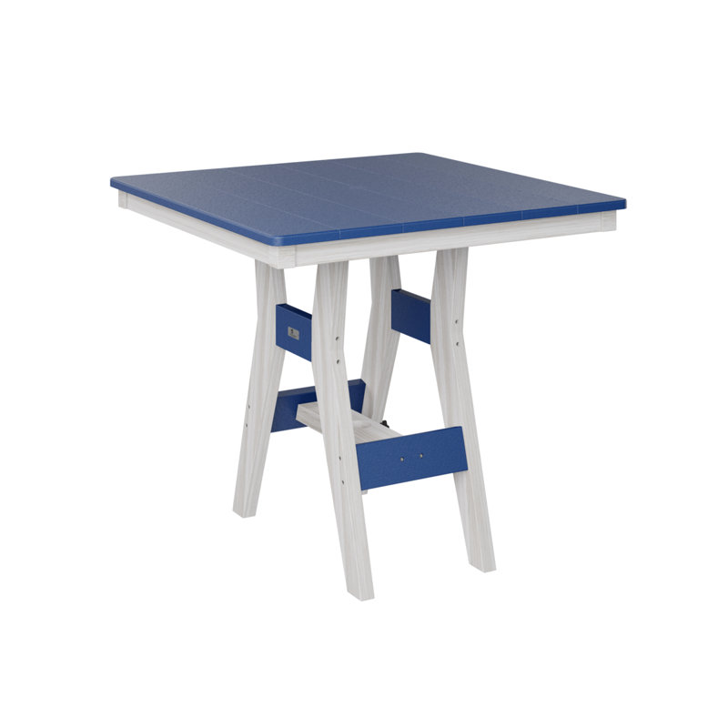 Harbor Outdoor Square Dining Table, 30.37" H x 33" W x 33" D, Seashell, Pacific Blue