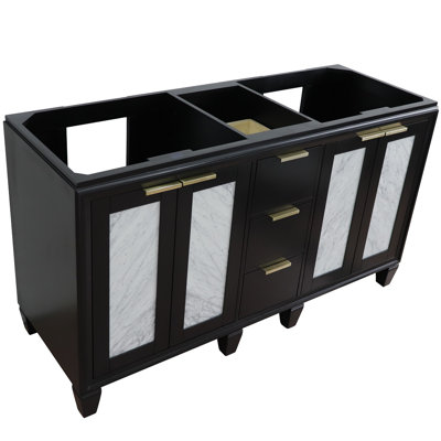 Base de meuble-lavabo double 60 po avec miroir Schreck seulement