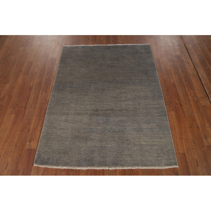 Tapis décoratif gris en laine de style Gabbeh 3 x 4