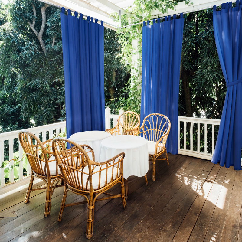 Panneau de rideau simple d'extérieur uni Antina, L 52 po x L 84 po, Bleu méditerranéen