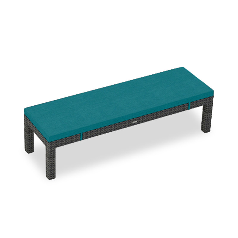 District Outdoor Dining Bench, Spectrum Peacock Sunbrella® Plainweave