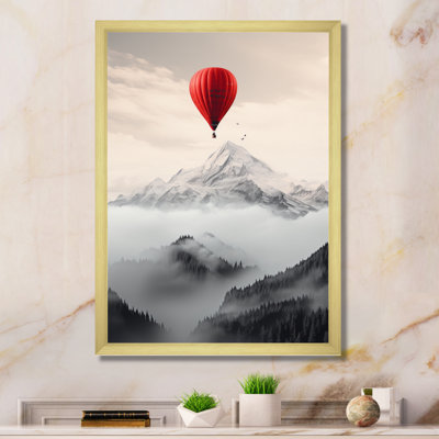 Ballon à air chaud dans les montagnes I - Transport, reproduction d'art mural