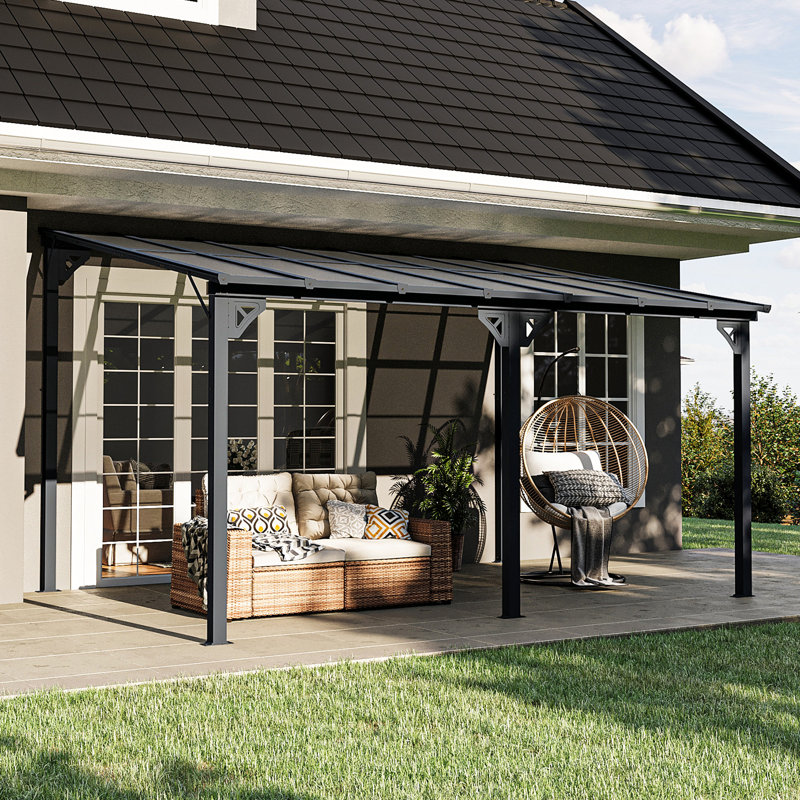 14Ft. W x 10 Ft. D Outdoor Metal Pergola with Sloped Roof Patio Gazebo for Backyard, Deck