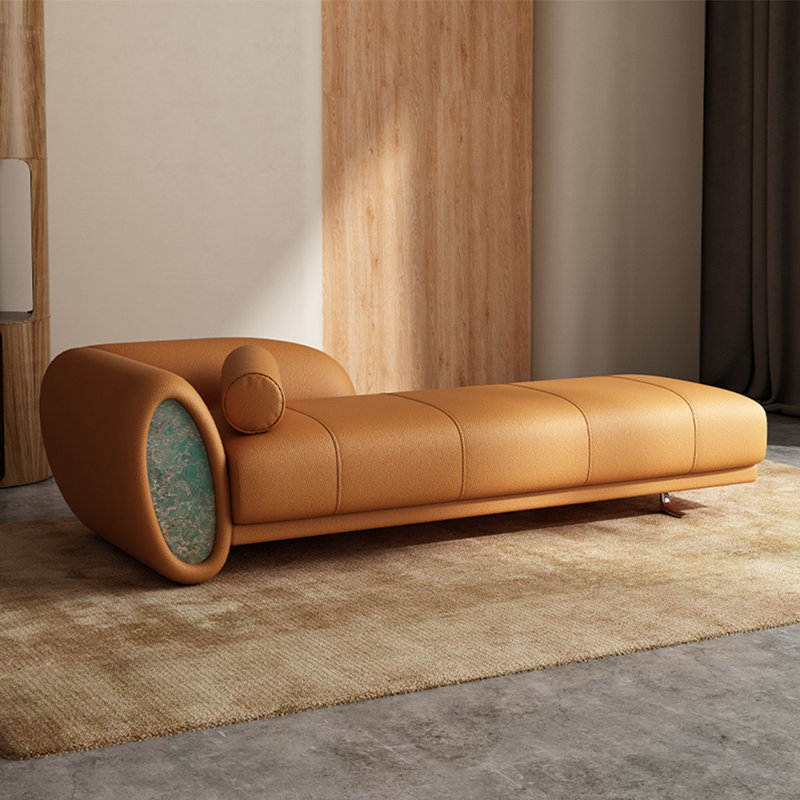 Chaise longue créative, confortable et décontractée, Orange, Orienté à gauche (vu de face)