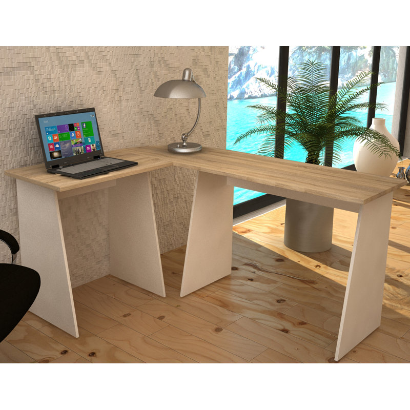 Masola Corner Desk Shell, White/Sonoma Oak