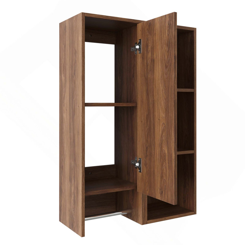 24-Inch Wall-Mounted Side Cabinet And Storage Shelves Combination With Soft Closing Door For Small Bathroom, Study, Storage Room