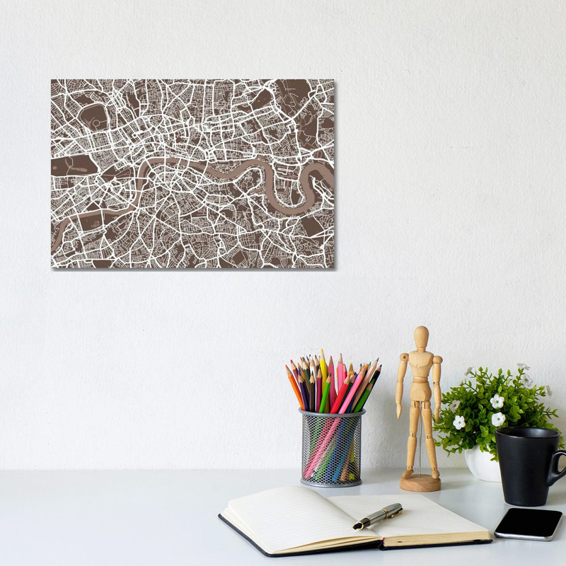 London Map VII by Michael Tompsett - Wrapped Canvas Painting, 20.32 cm H x 30.48 cm W