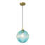 Suspension Camille à 1 lumière en verre côtelé bleu, à intensité variable
