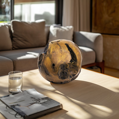 Ishmaiah 14" Teak Root Sphere Accent Decor