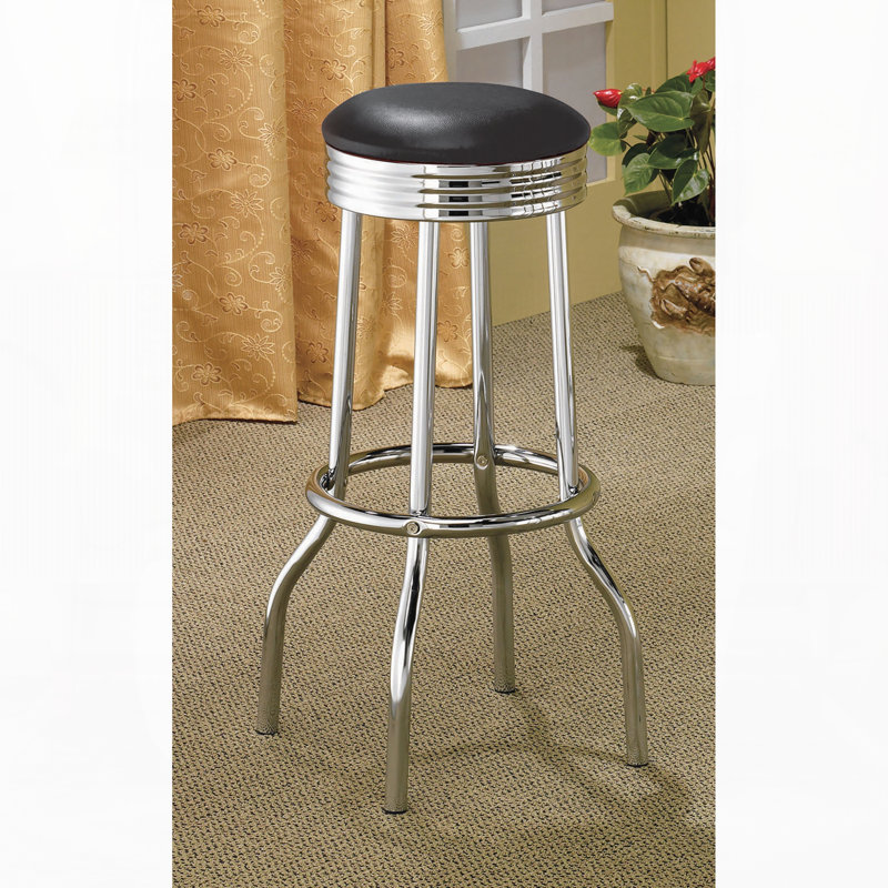 Tabouret de bar noir et chrome (ensemble de 2), Noir, Noir