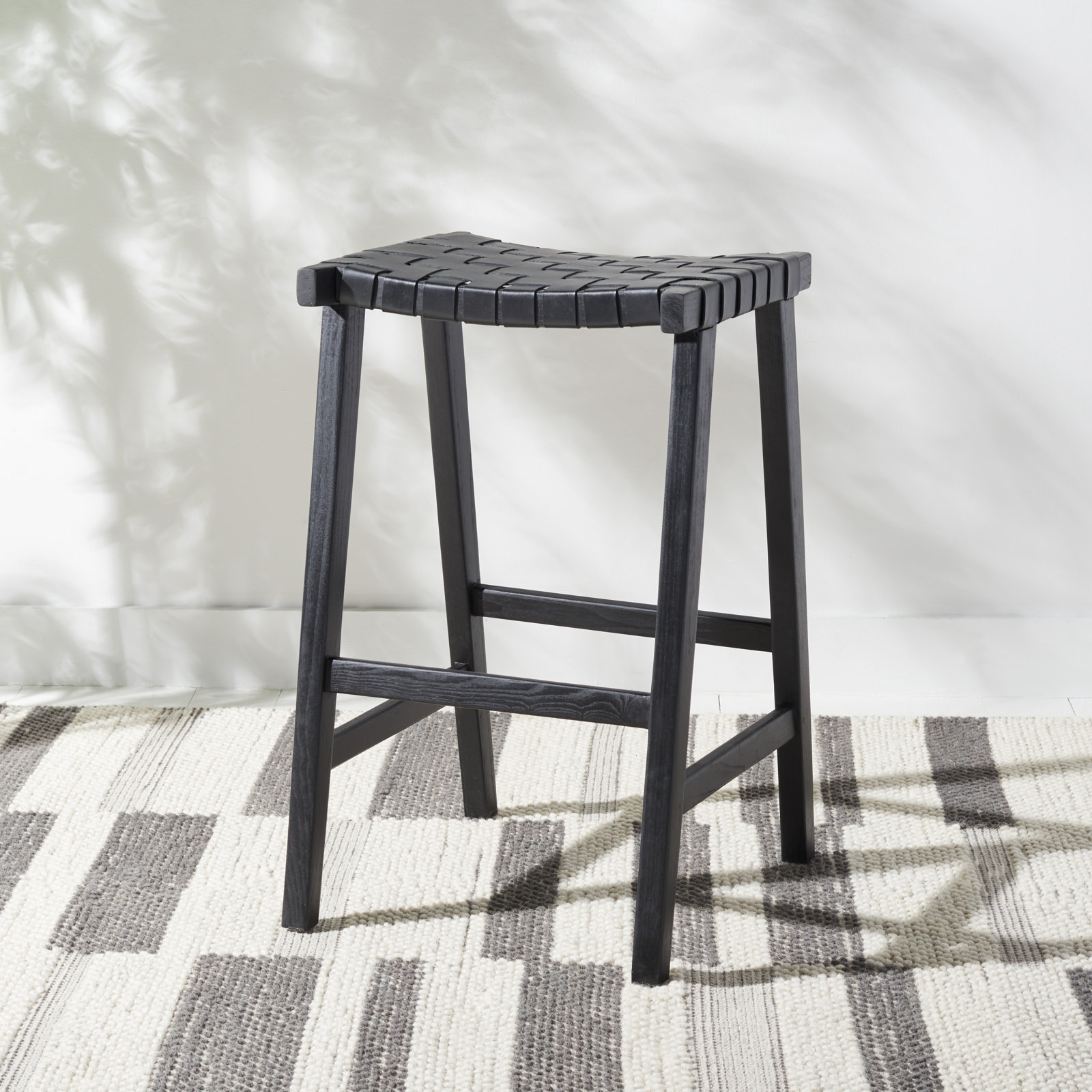 Alston Bar Stool, Bar Stool (30” Seat Height), Black, Black