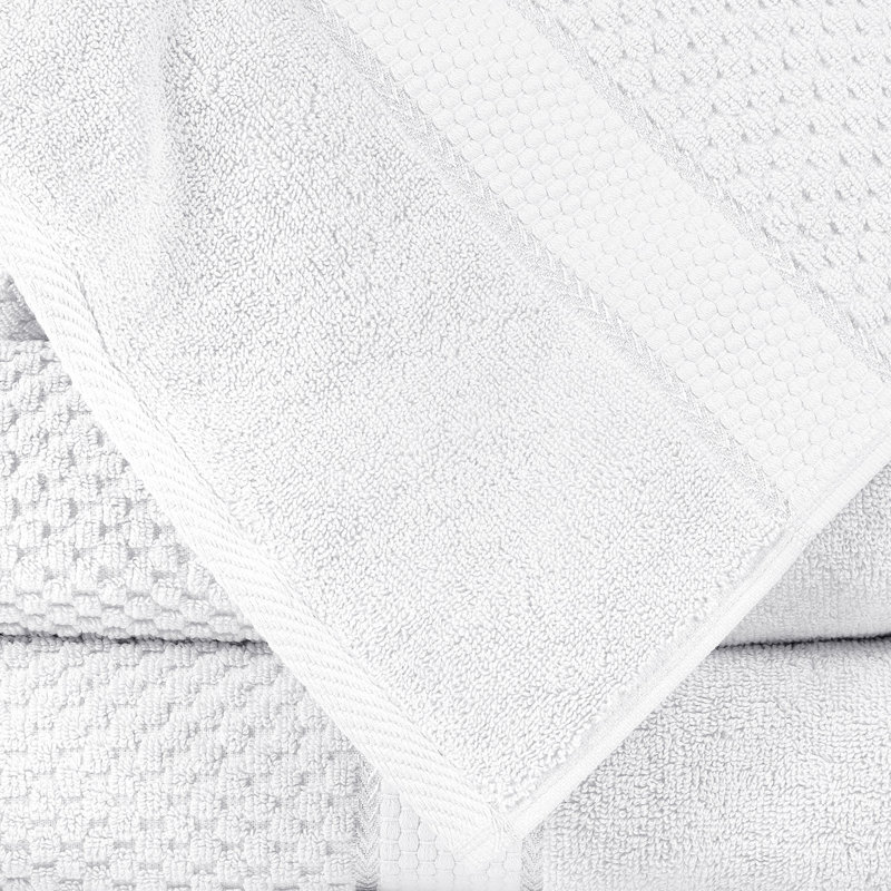 Collection de serviettes texturées 100% coton Mulaayam, Blanc