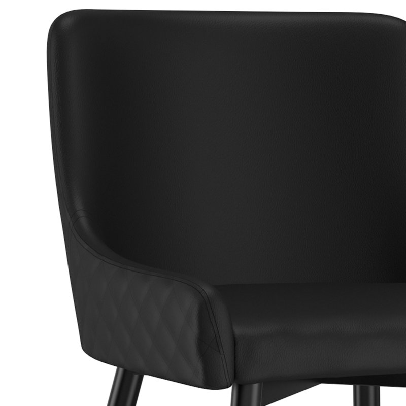 Ensemble de 2 chaises d'appoint modernes en similicuir et métal, Noir