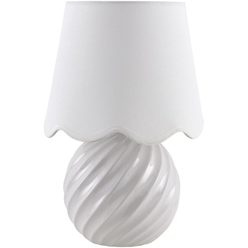 Wyatan Table Lamp, White, White Linen
