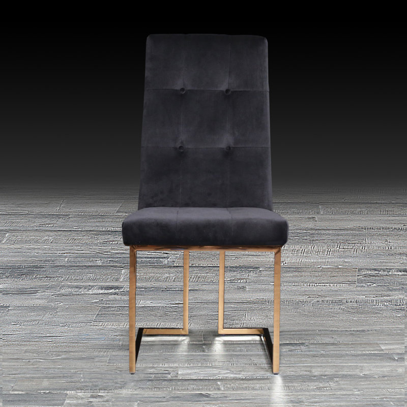 Chaise d'appoint en velours touffeté Jolle, Noir, Or