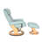 Beaucet 31.5" Wide Genuine Leather Swivel Recliner with Ottoman-1727185599
