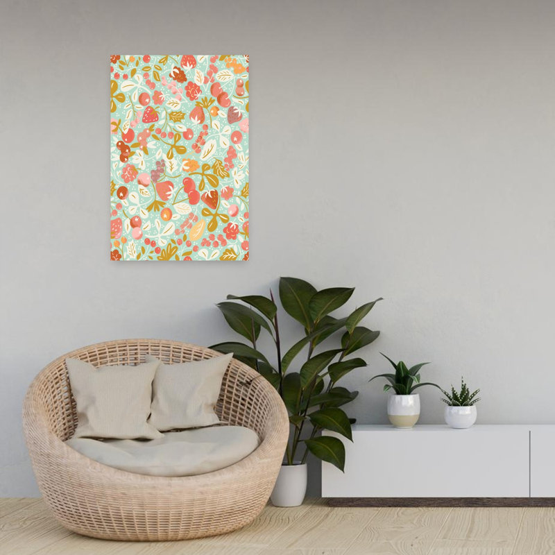Art mural fantaisiste avec baies d'été, H 24 po x l 16 po