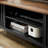 63 Inch Mid Century Modern TV Stand with Slatted Grille Striped Doors, TV Stand with Storage