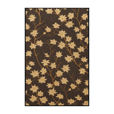 Tapis botanique brun lavable à la machine